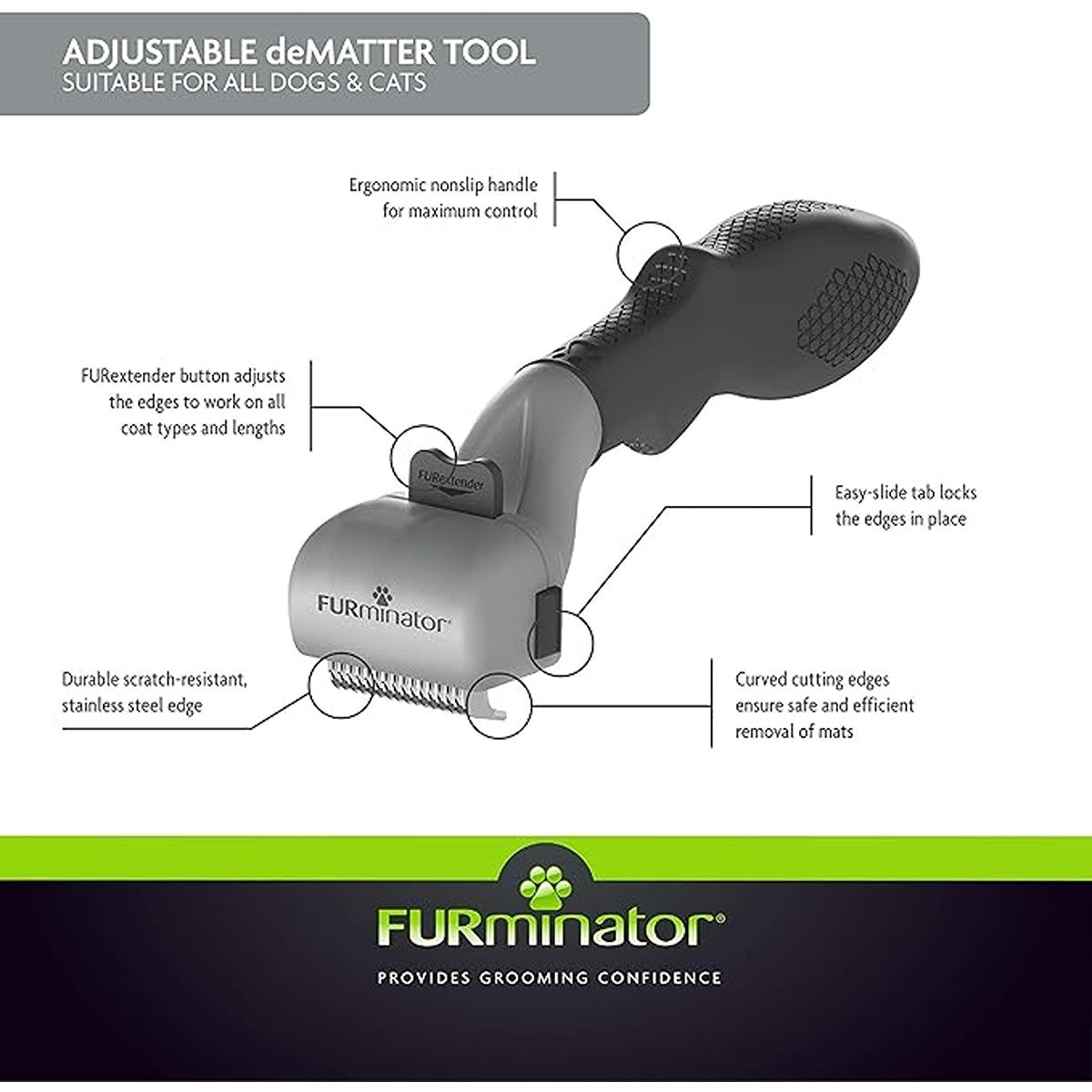 Furminator Adjustable Dematting Dog & Cat Grooming Tool