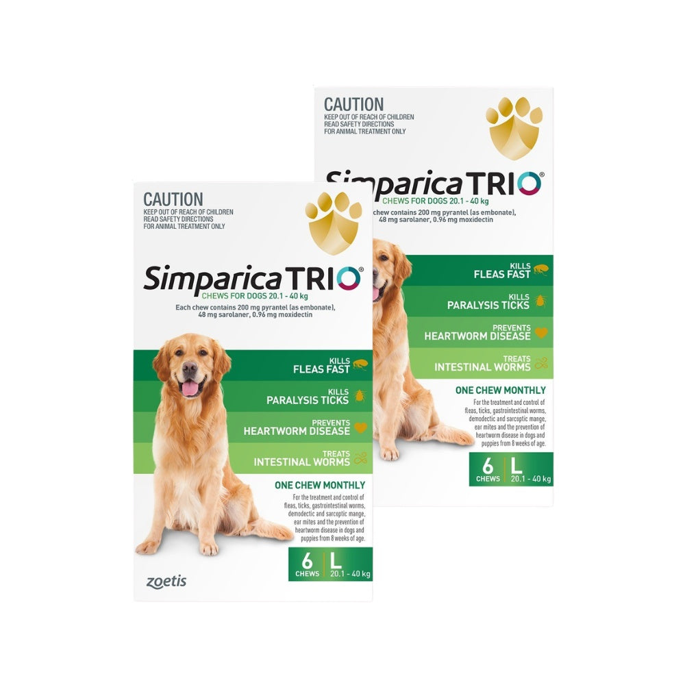 Simparica Trio Large Breed 20.1-40kg Flea, Tick & Worming Dog Chews