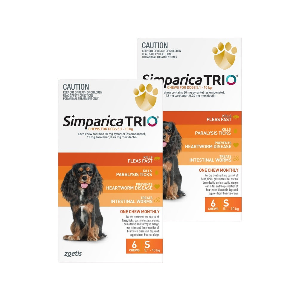 Simparica Trio Small Breed 5.1-10kg Flea, Tick & Worming Dog Chews
