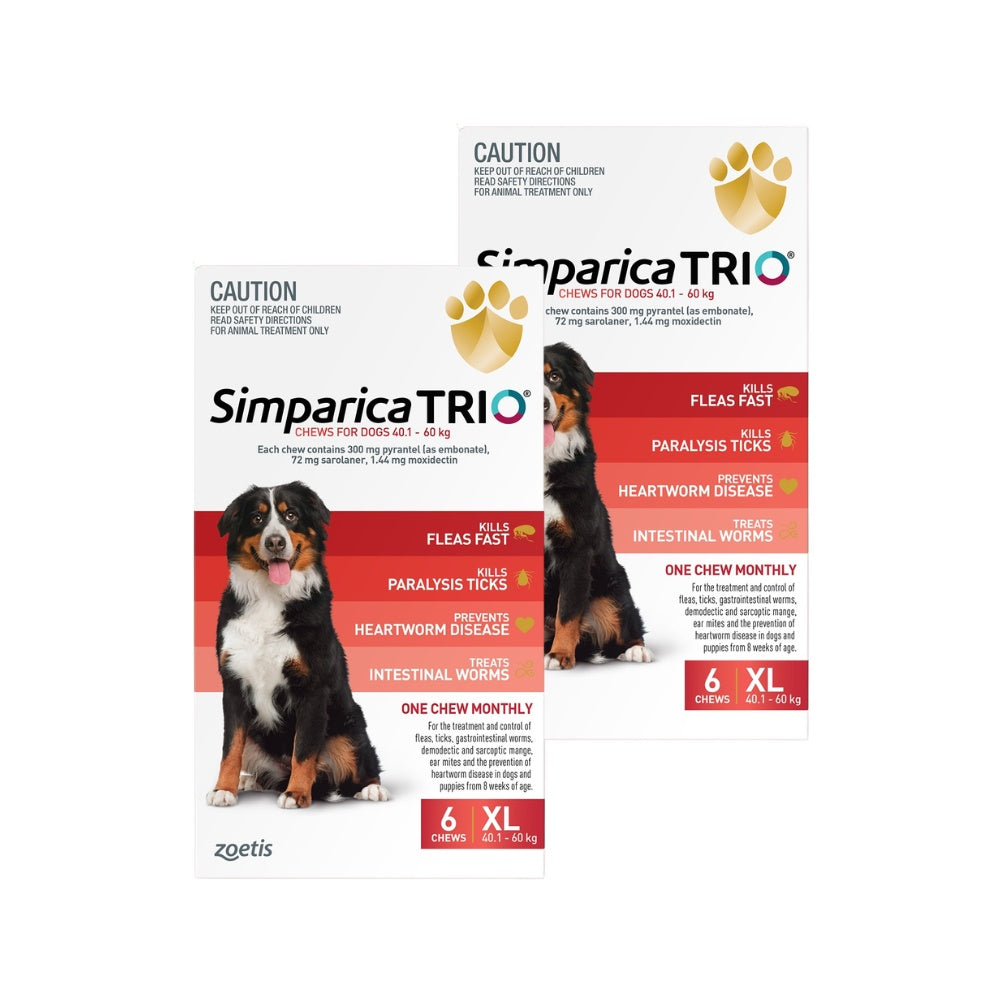 Simparica TRIO Red Flea, Tick & Worm Chews 40.1-60kg