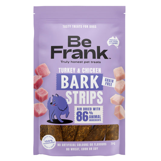 Be Frank Air Dried Bark Strips Turkey & Chicken Dog Treats