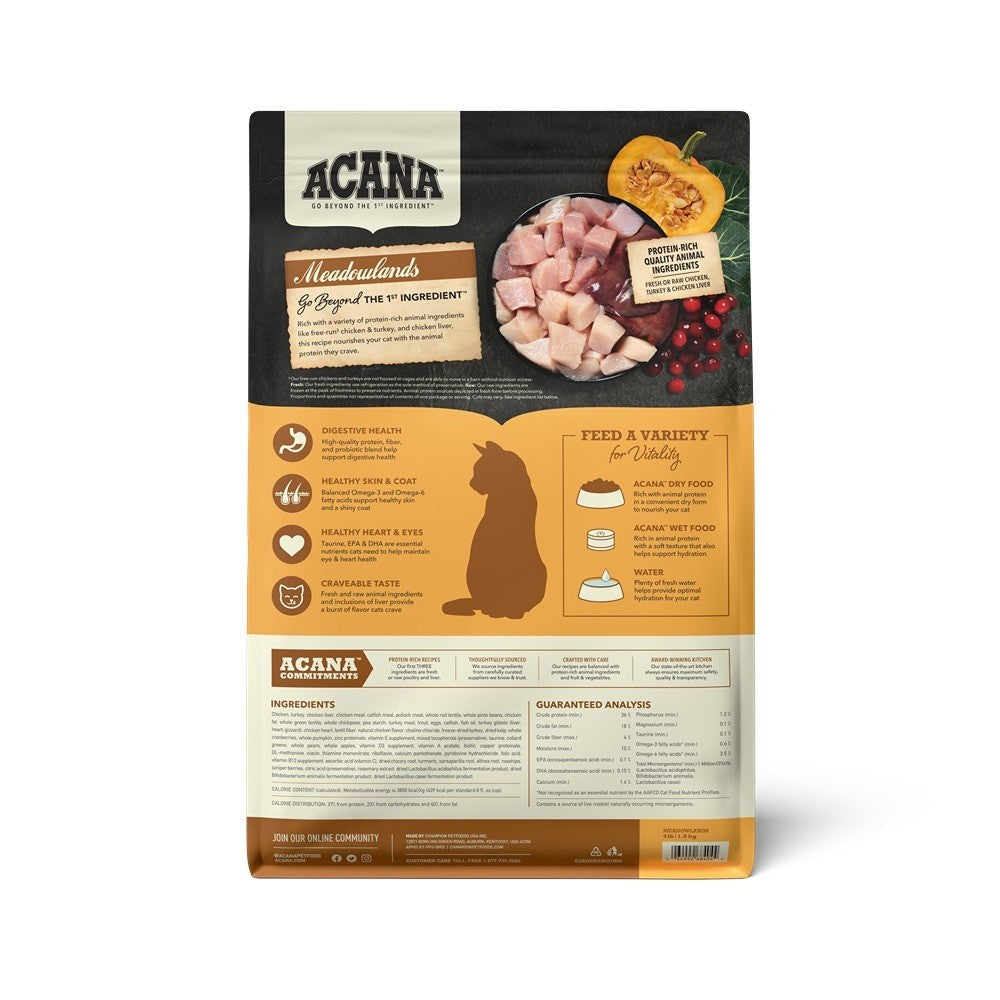 Acana Adult Meadowlands High Protein + Salmon & Chicken Cat Food Bundle