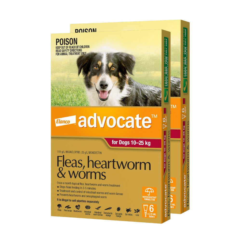 Advocate Red Spot-On Flea & Worming Treatment 10-25kg Dog