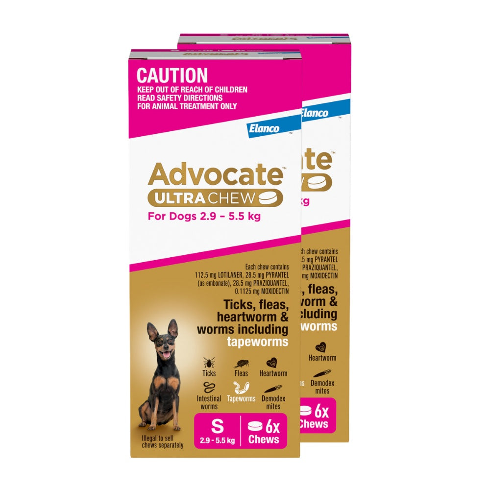 Advocate Ultra Chew Small Breed 2.9 - 5.5kg Dog Flea,Tick & Worming