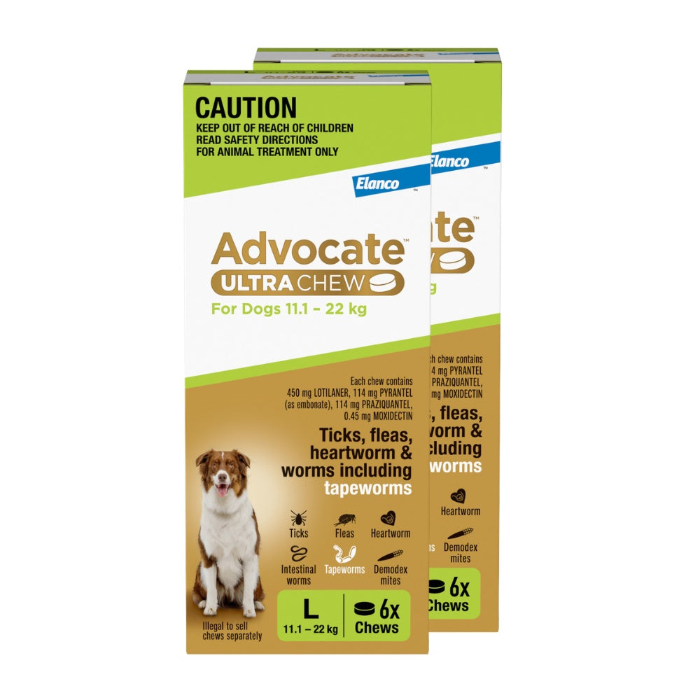Advocate Ultra Chew Large Breed 11.1 - 22kg Dog Flea, Tick & Worming
