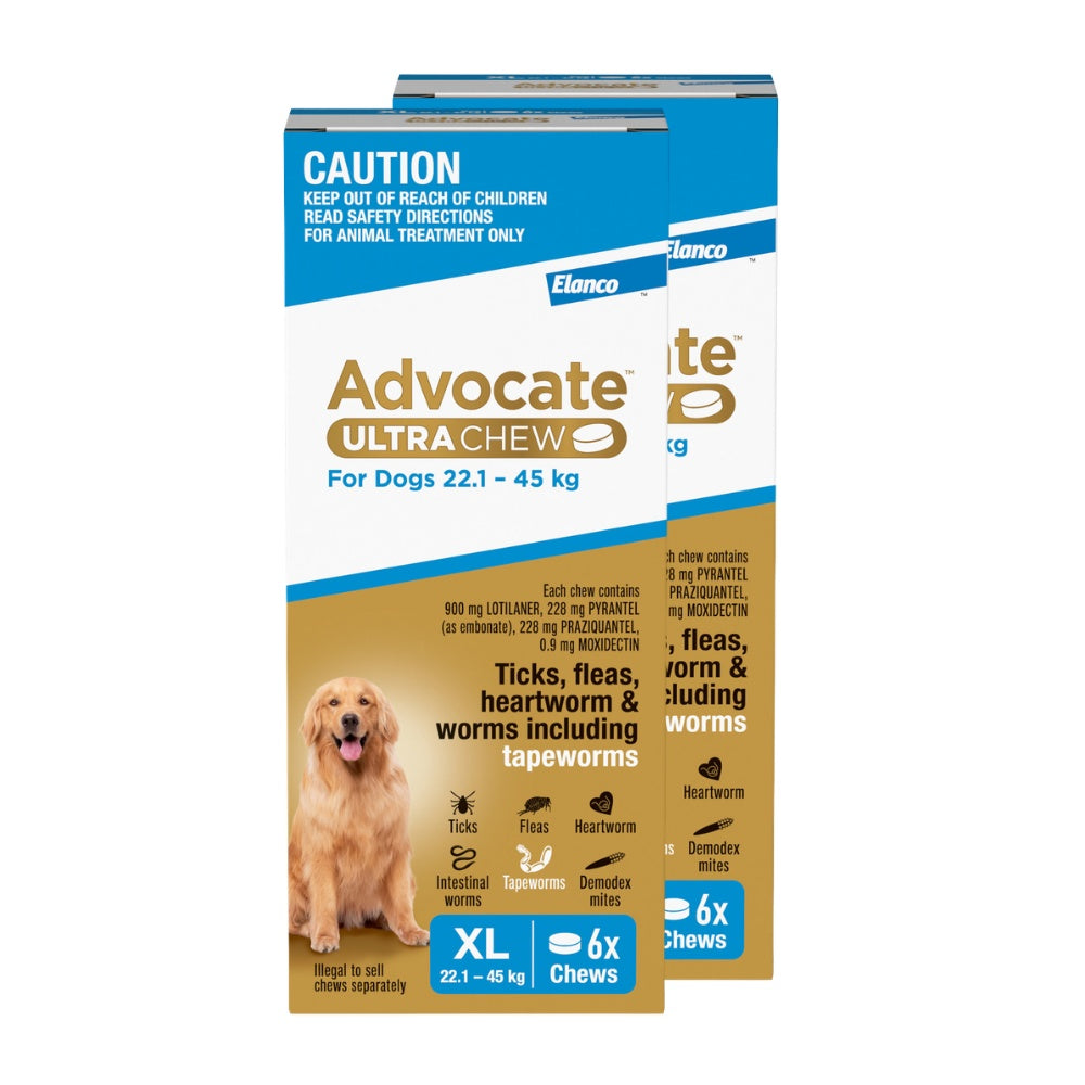 Advocate Ultra Chew Extra Large Breed 22.1 - 45kg Dog Flea, Tick & Worming