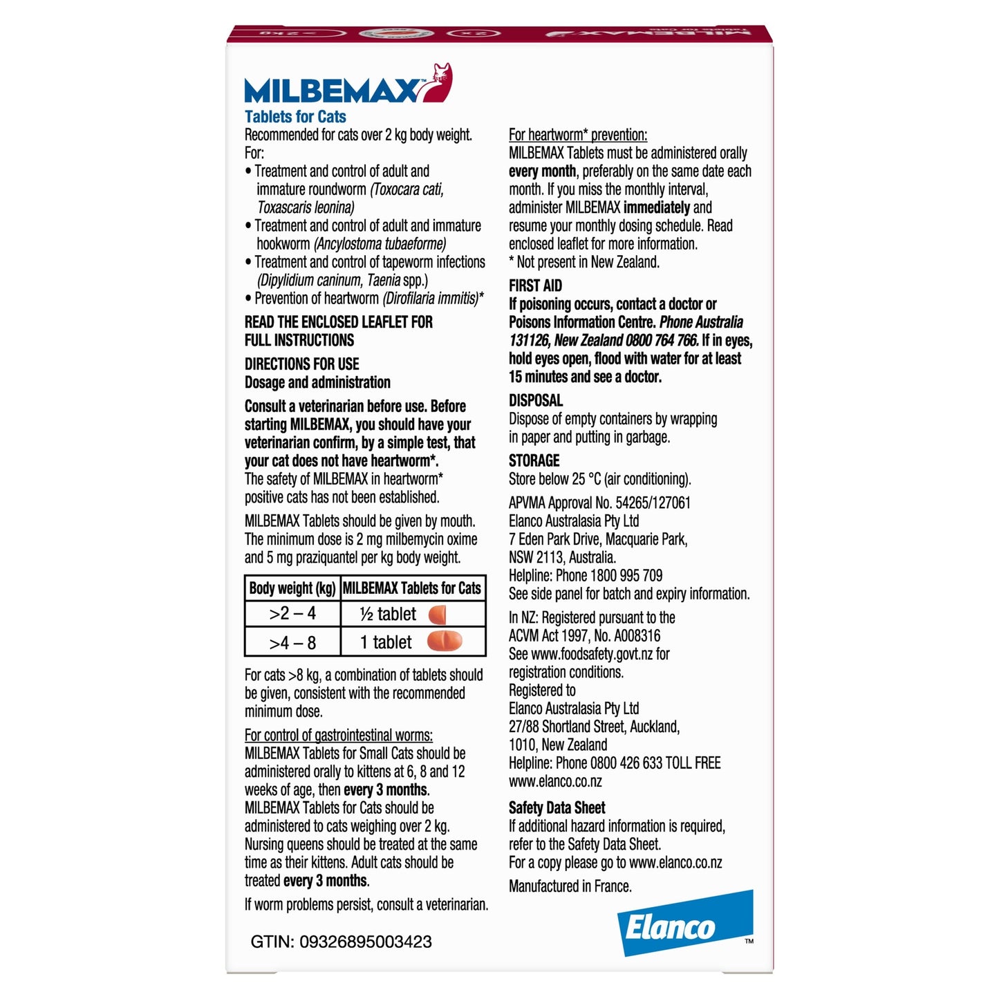 Milbemax Allwormer >2kg Cat 2 Pack