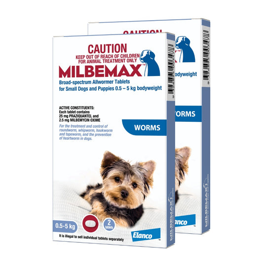 Milbemax Allwormer <5kg Dog 2pk
