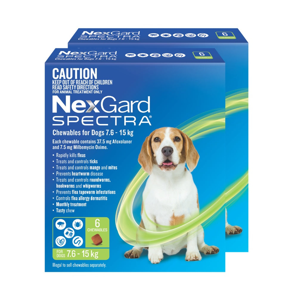 NexGard Spectra Medium Breed 7.6-15kg Flea, Tick & Worming Dog Chews