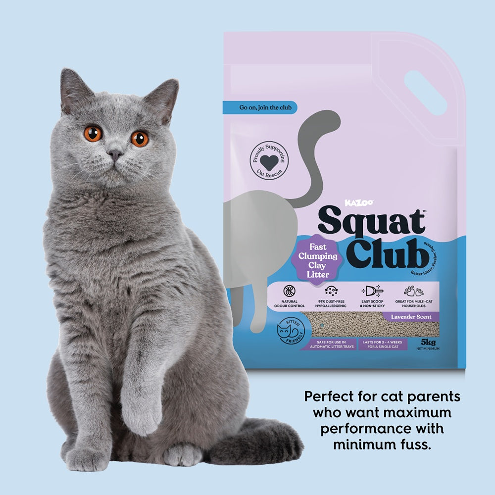 Squat Club Fast Clumping Lavender Scented Clay Cat Litter