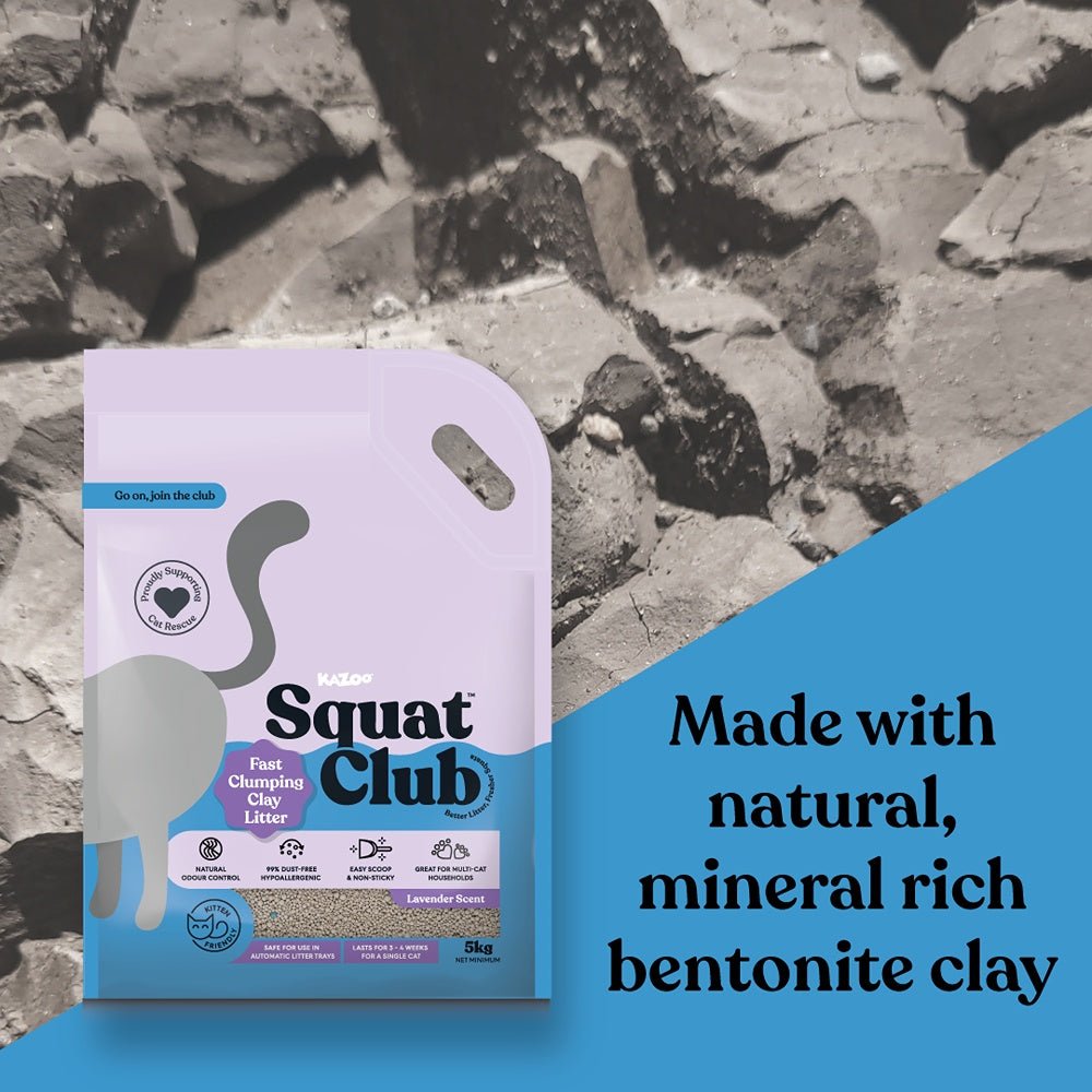 Squat Club Fast Clumping Lavender Scented Clay Cat Litter