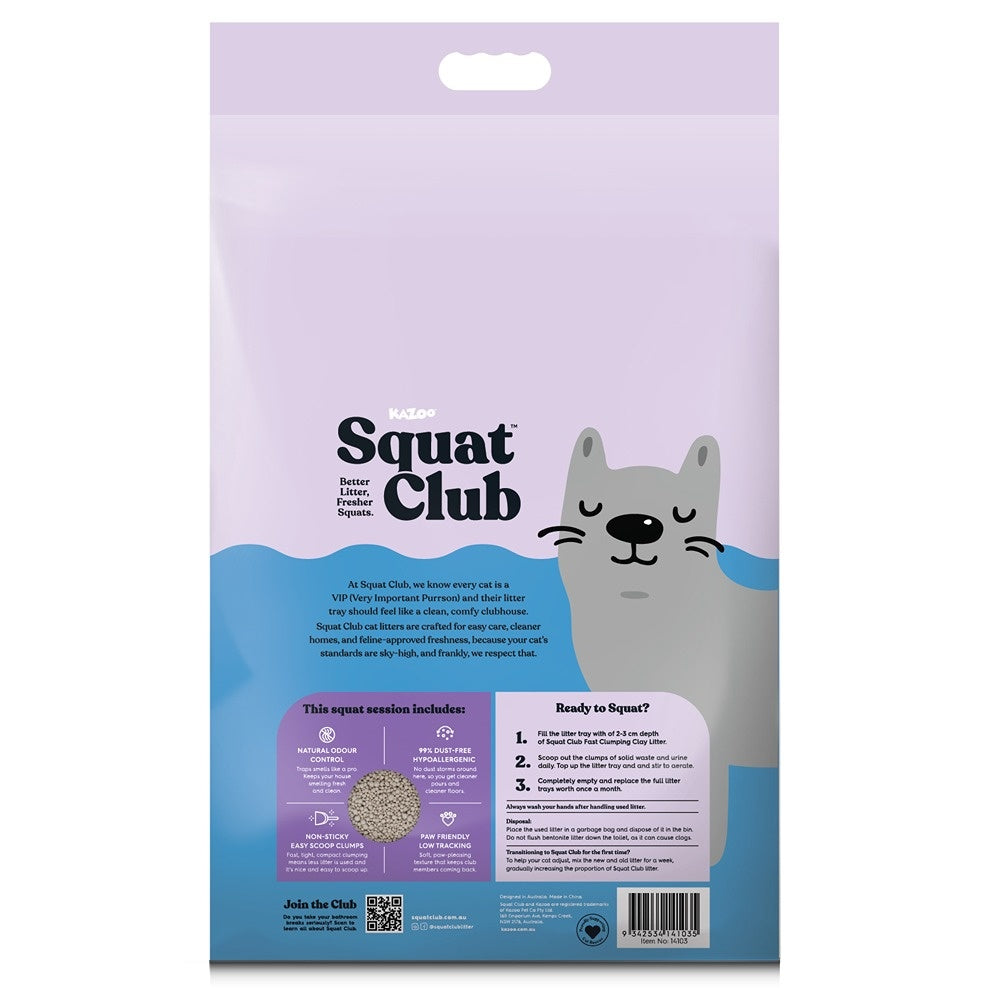 Squat Club Fast Clumping Lavender Scented Clay Cat Litter