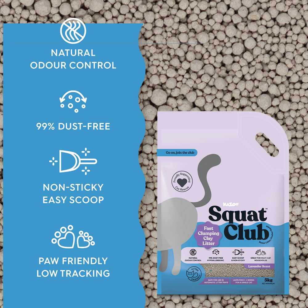 Squat Club Fast Clumping Lavender Scented Clay Cat Litter