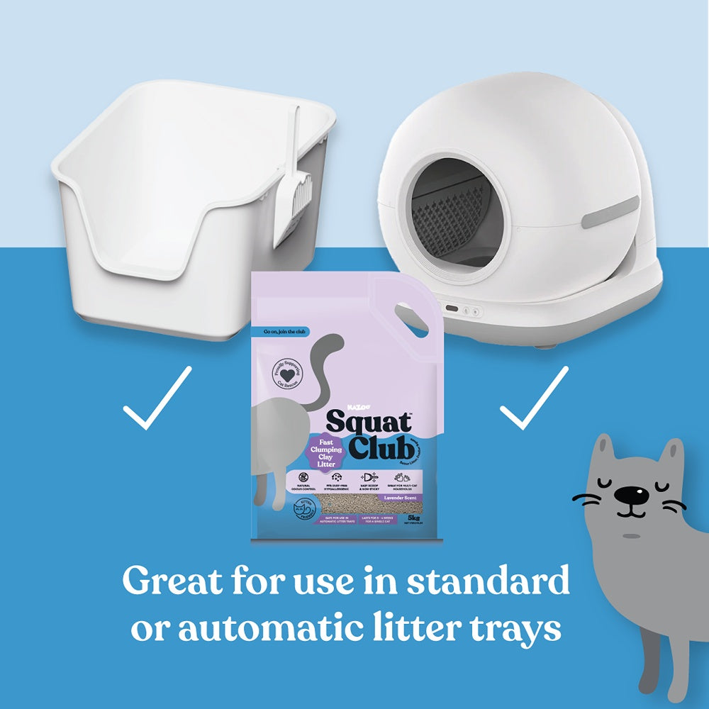Squat Club Fast Clumping Lavender Scented Clay Cat Litter