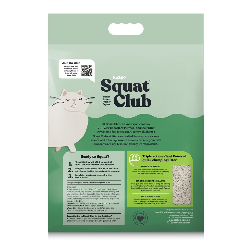 Squat Club Tofu Plant Powered Flushable Cat Litter
