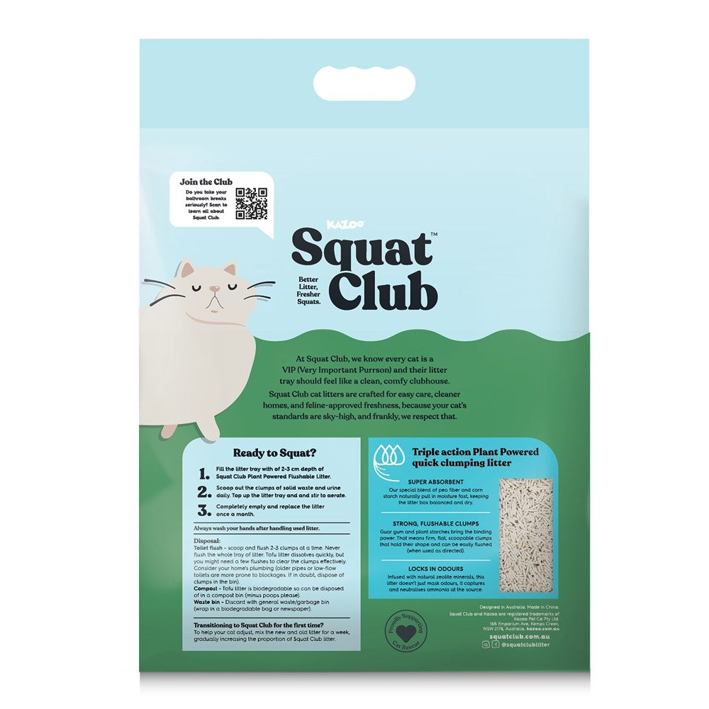 Squat Club Plant Powered Fresh Scented Flushable Cat Litter