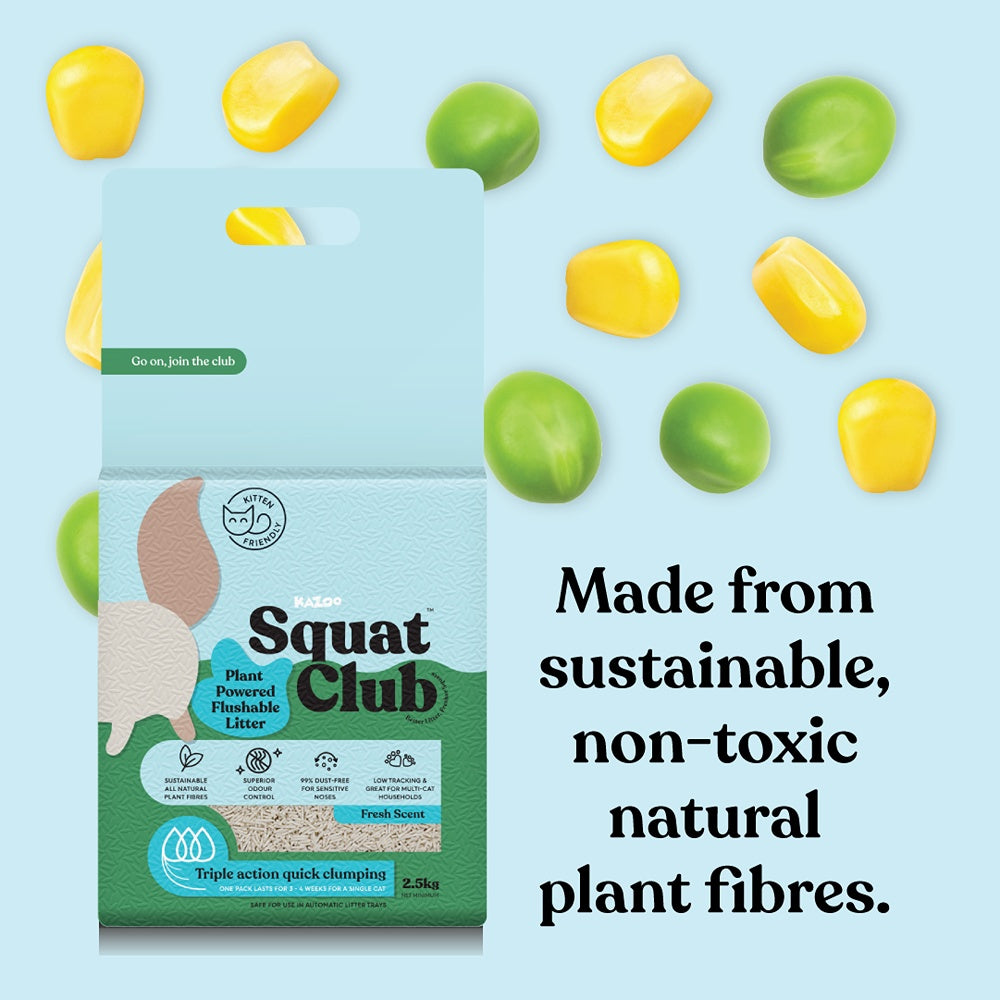 Squat Club Plant Powered Fresh Scented Flushable Cat Litter
