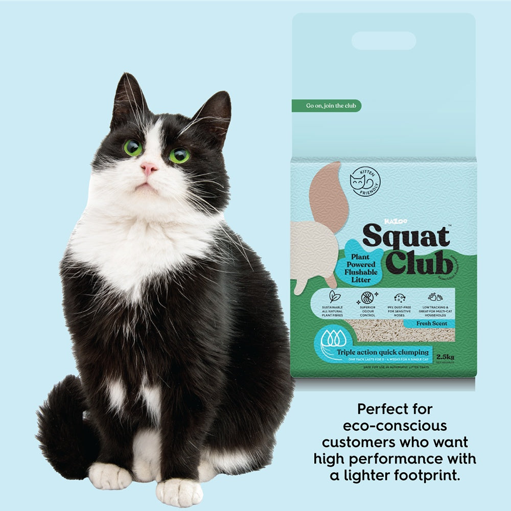 Squat Club Plant Powered Fresh Scented Flushable Cat Litter