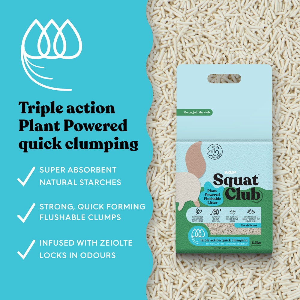 Squat Club Plant Powered Fresh Scented Flushable Cat Litter