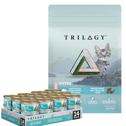 Trilogy Kitten Barramundi & Lamb + Tuna Cat Food Bundle