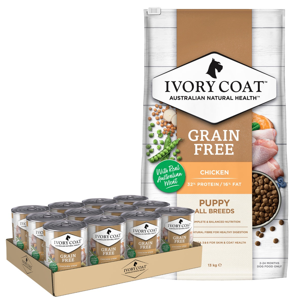 Ivory Coat Puppy Grain Free Chicken Dog Food Bundle