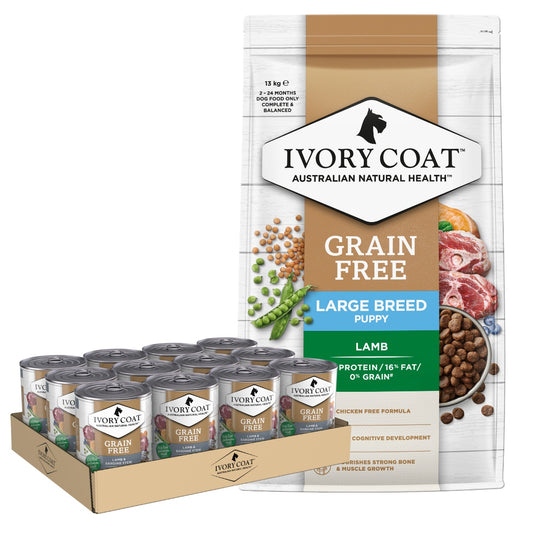 Ivory Coat Puppy Large Breed Lamb Dog Food Bundle