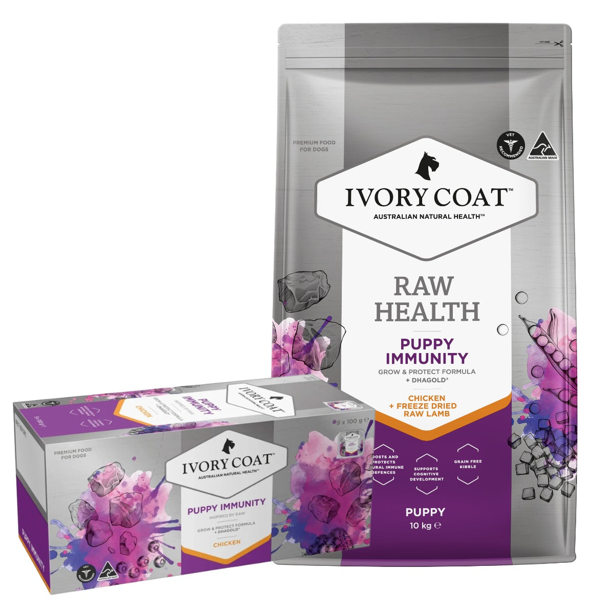 Ivory Coat Raw Health Puppy Immunity Dog Food Bundle