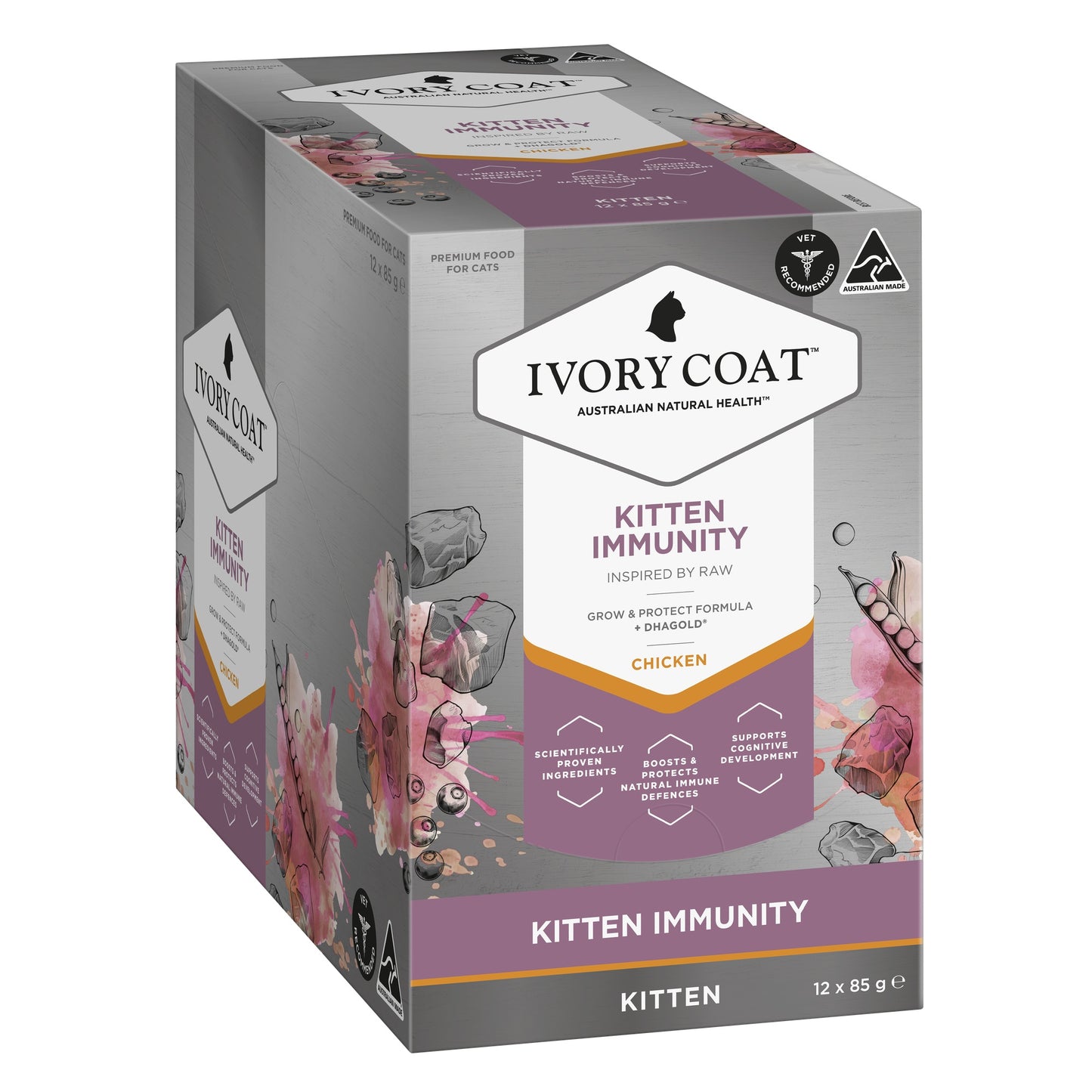 Ivory Coat Raw Health Kitten Immunity Cat Food Bundle