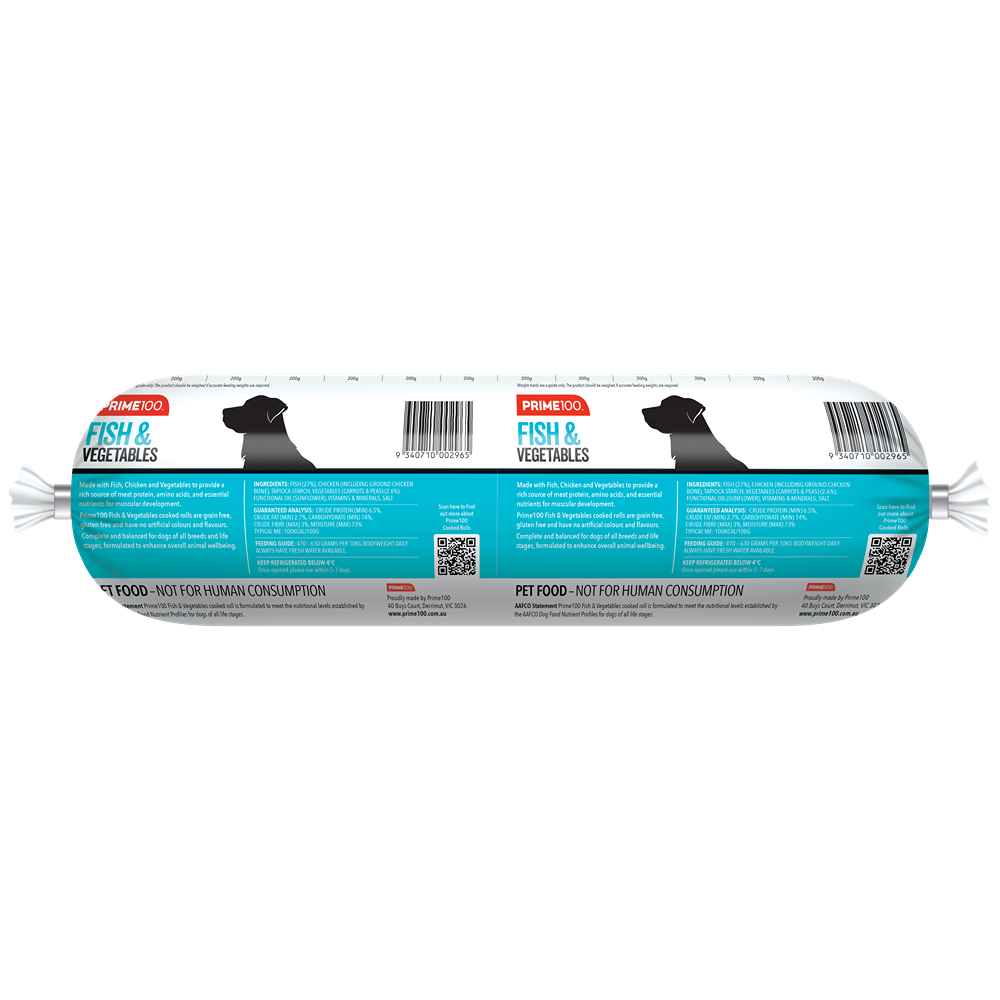 Prime100 Fish & Vegetable Cooked Dog Food Roll