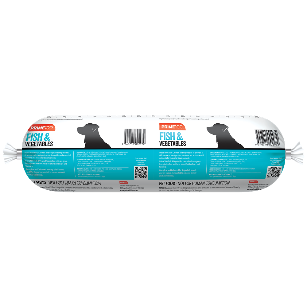 Prime100 Fish & Vegetable Cooked Dog Food Roll