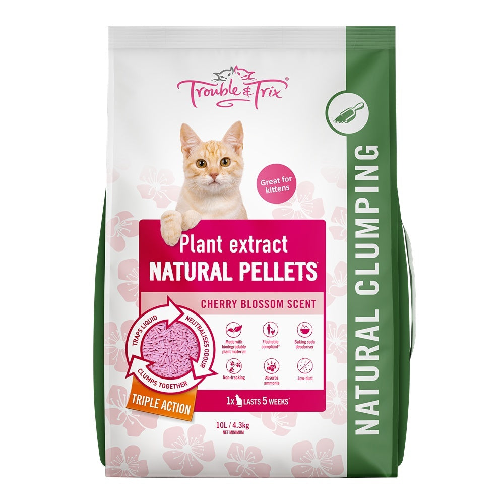 Trouble N Trix Natural Clumping Cherry Blossom Scent Tofu Cat Litter Bundle