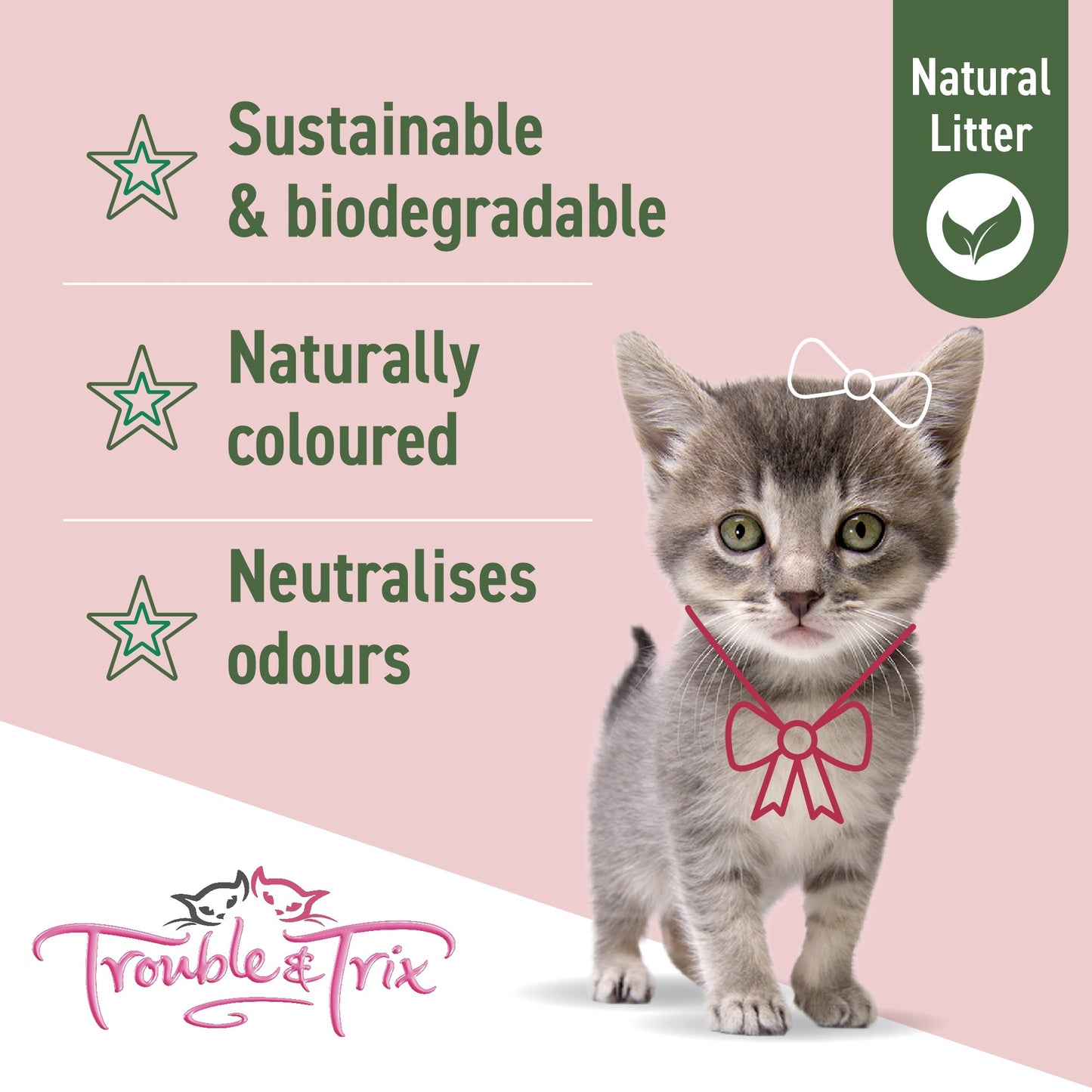 Trouble N Trix Natural Clumping Cherry Blossom Scent Tofu Cat Litter Bundle