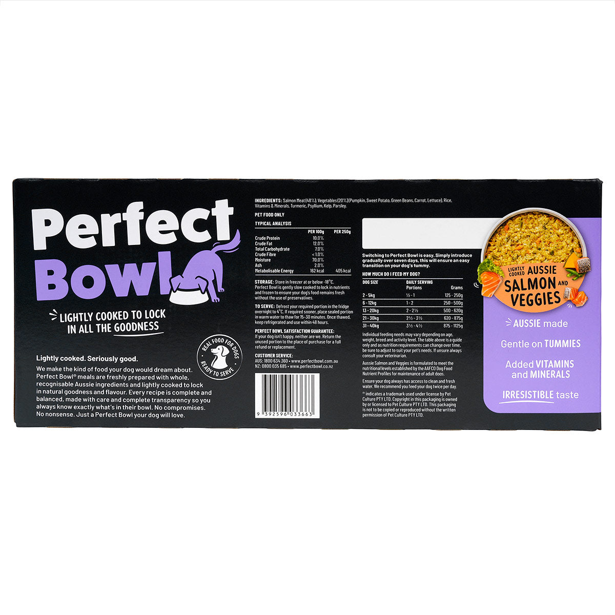 Perfect Bowl Lightly Cooked Aussie Salmon & Veggies Dog Food 