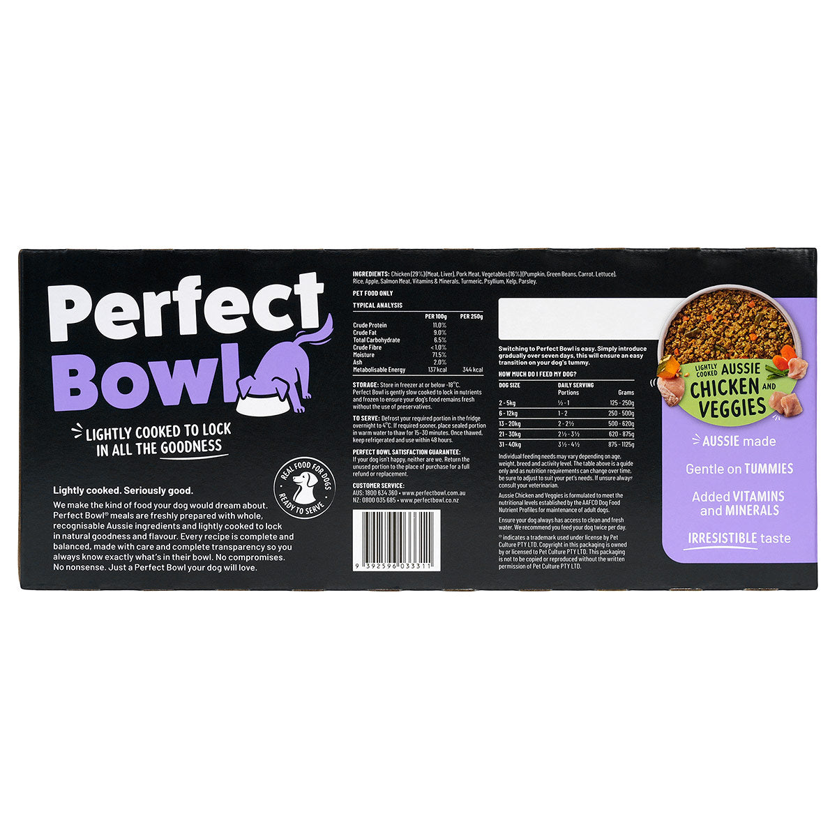 Perfect Bowl Lightly Cooked Aussie Chicken & Veggies Dog Food