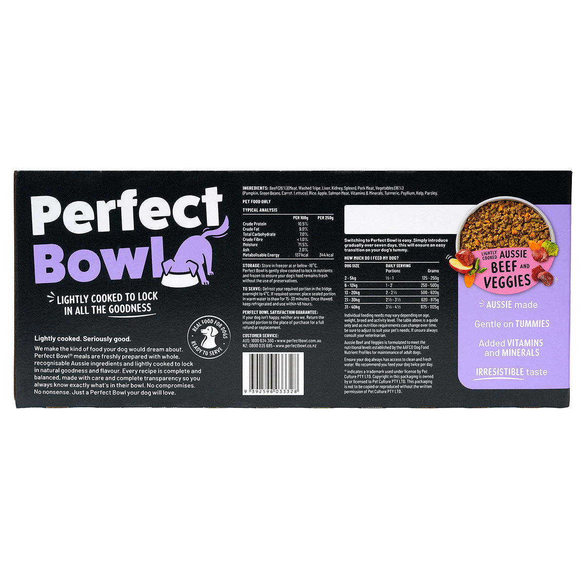 Perfect Bowl Lightly Cooked Aussie Beef & Veggies Dog Food 