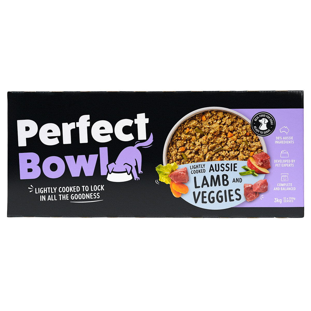 Perfect Bowl Lightly Cooked Aussie Lamb & Veggies Dog Food 