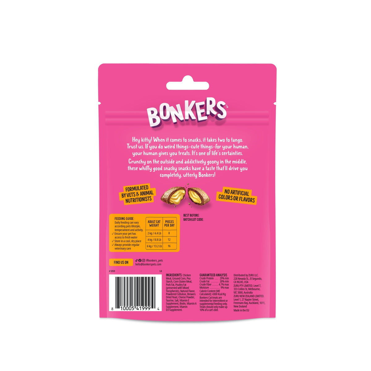 Bonkers Dry Bites Paw Lickin' Chicken Cat Treats