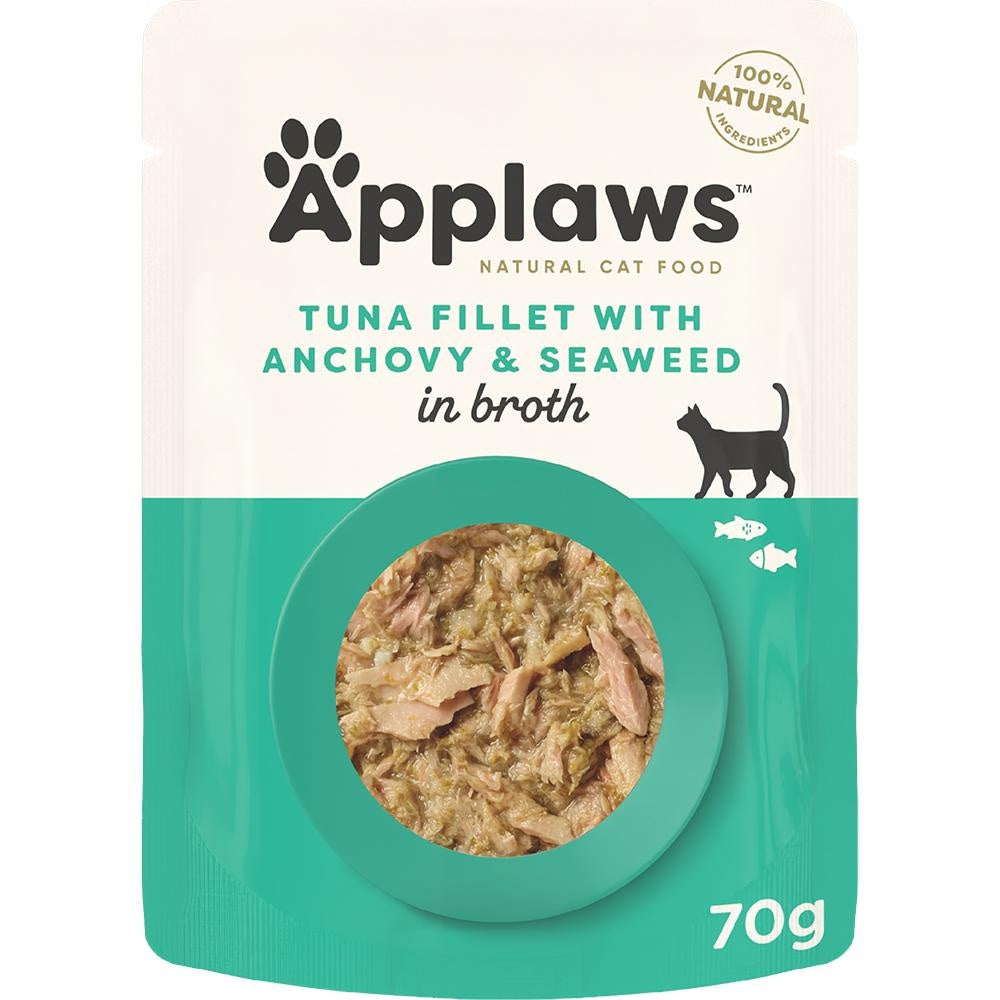 Applaws Natural Tuna Fillet with Anchovy in Broth Pouch Wet Cat Food
