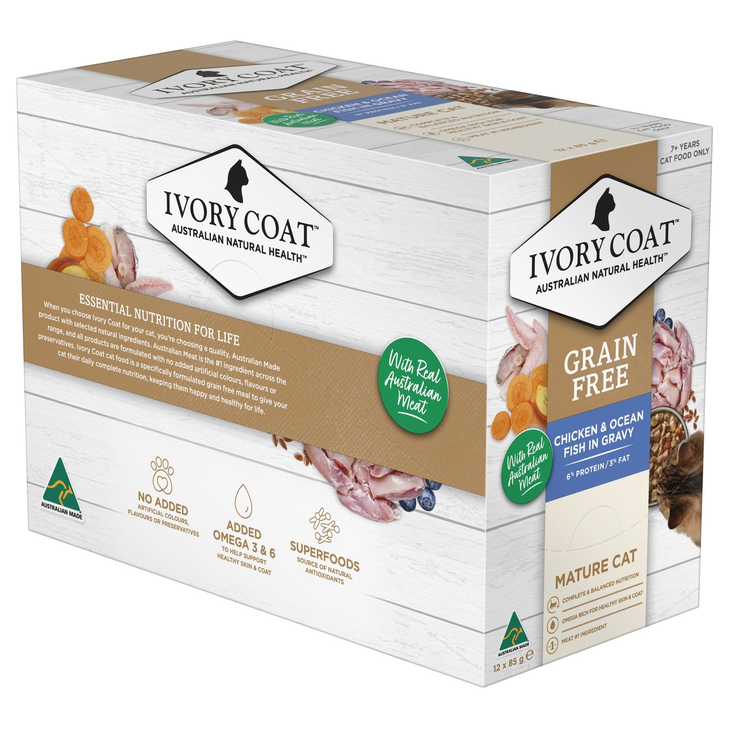 Ivory Coat Grain Free Mature Wet Cat Food Chicken & Ocean Fish in Gravy