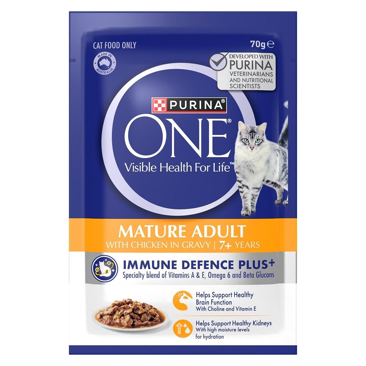 Purina One Senior 7+ Chicken Pouch Wet Cat Food 70g