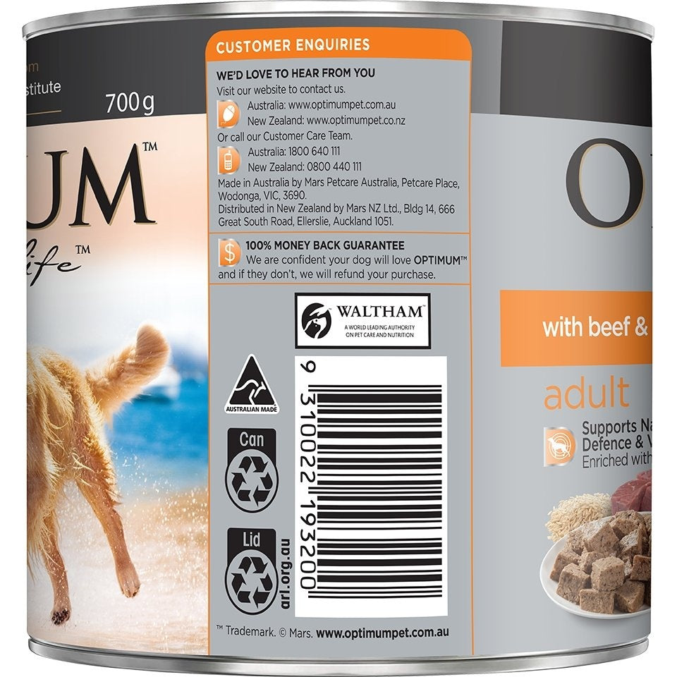 Optimum Beef, Egg & Rice Wet Dog Food 700G