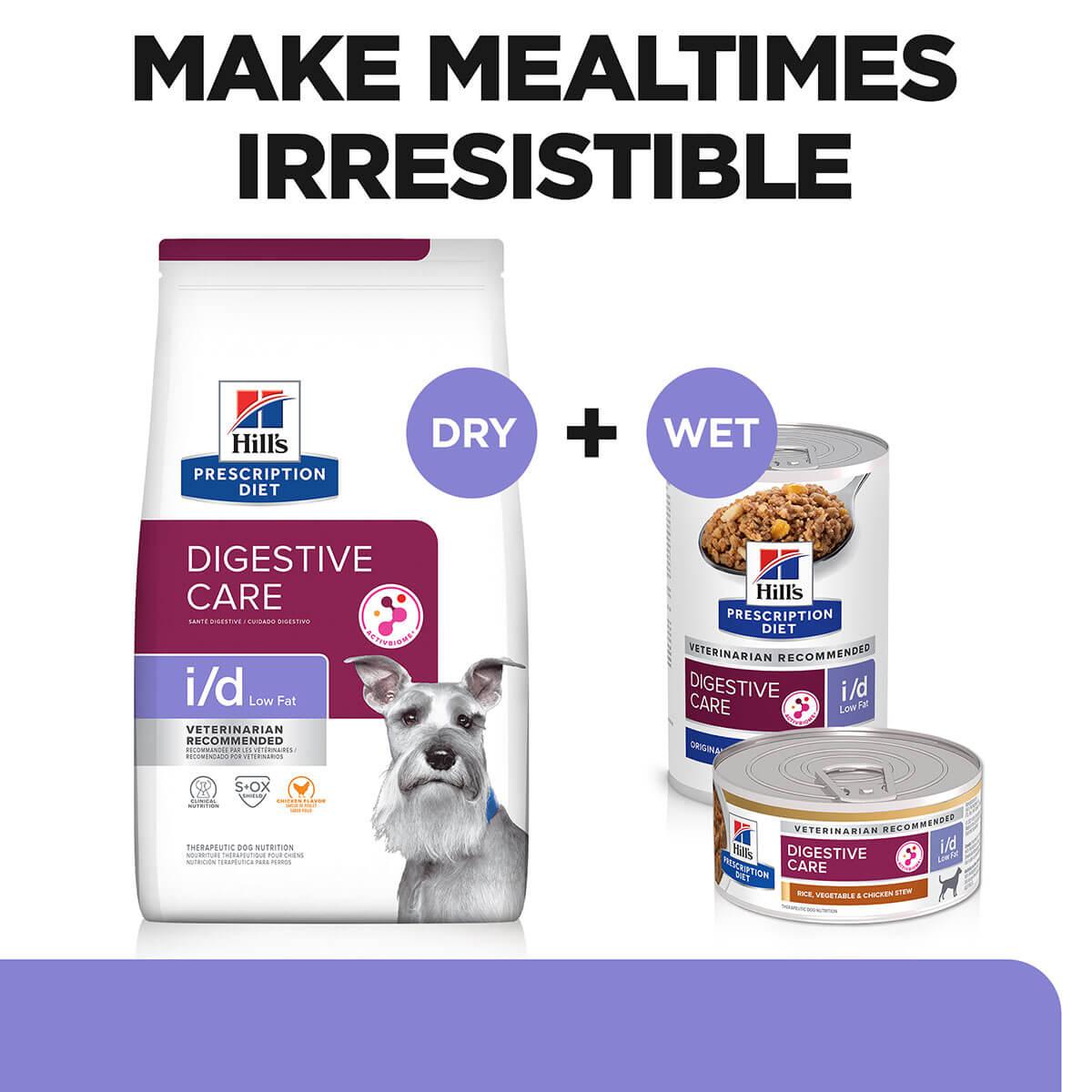 Hill's Prescription Diet I/D Digestive Care Rice, Chicken & Vegetable Stew Low Fat Wet Dog Food