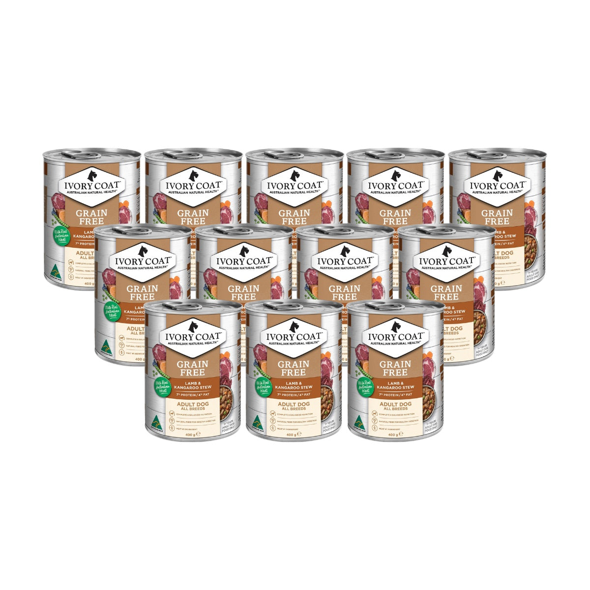 Ivory Coat Grain Free Adult Wet Dog Food Lamb & Kangaroo Stew 400g