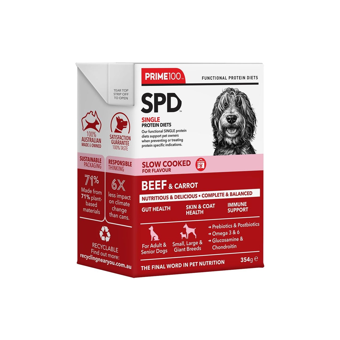 Prime100 SPD Slow Cooked Beef & Carrot Wet Dog Food