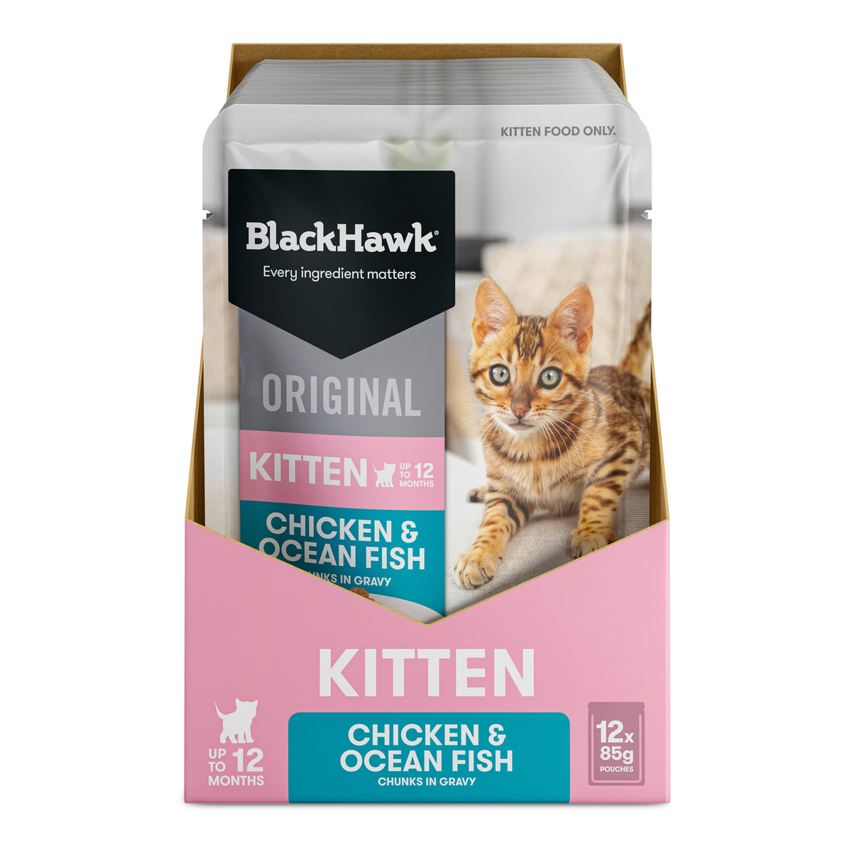 Black Hawk Original Kitten Food Chicken Oceanfish in Gravy