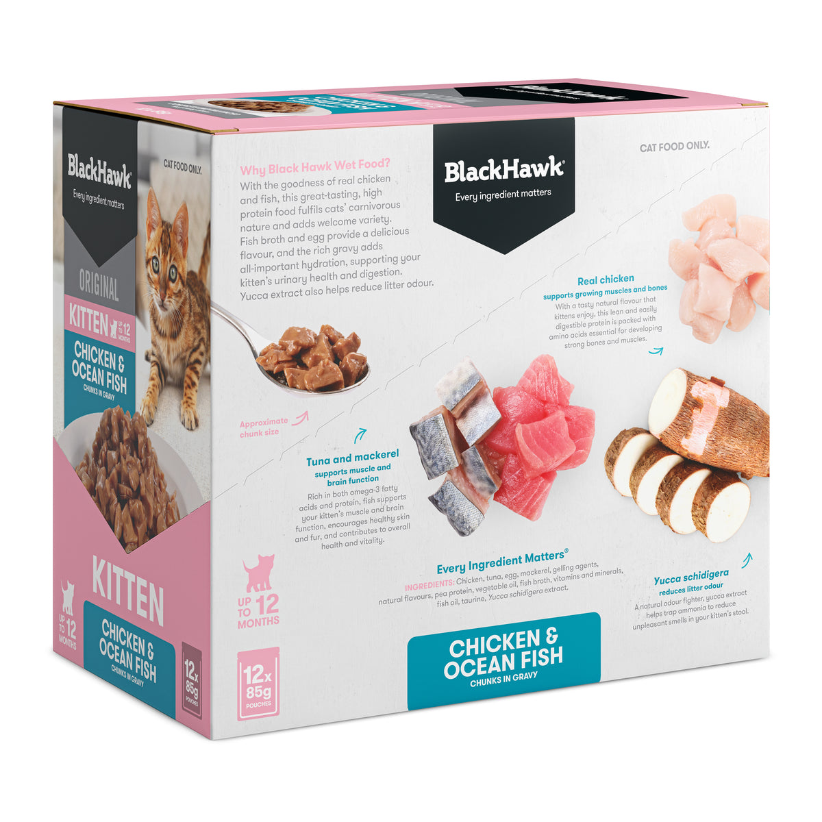 Black Hawk Original Kitten Food Chicken Oceanfish in Gravy