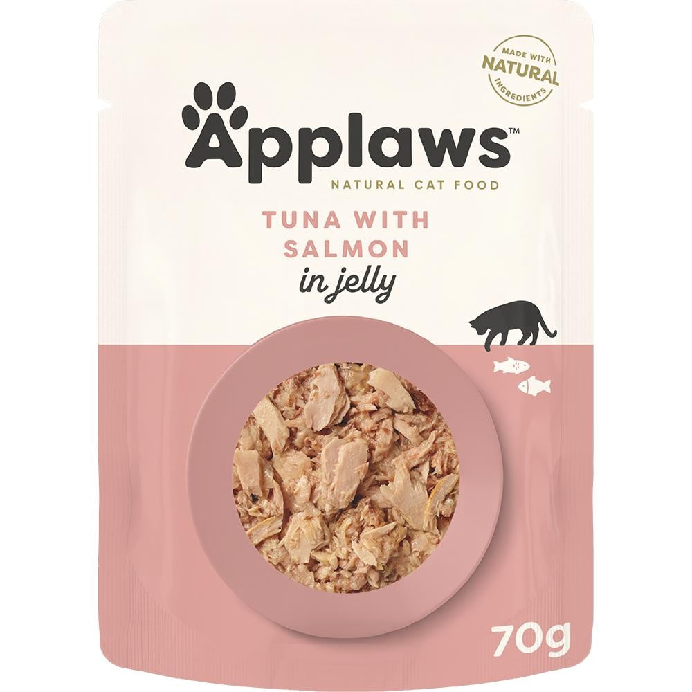 Applaws Natural Tuna with Salmon in Jelly Wet Cat Food Pouch.