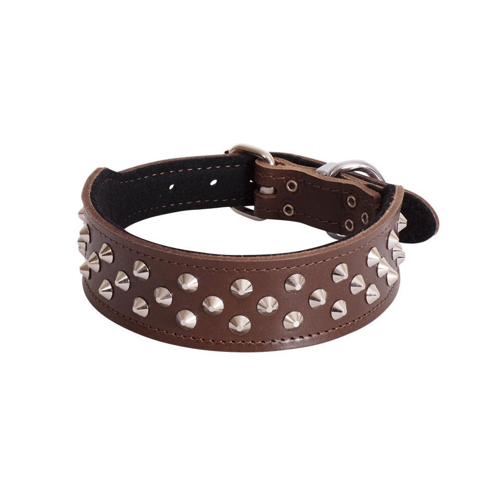 BEAU Pets Leather Staffy Studded Dog Collar