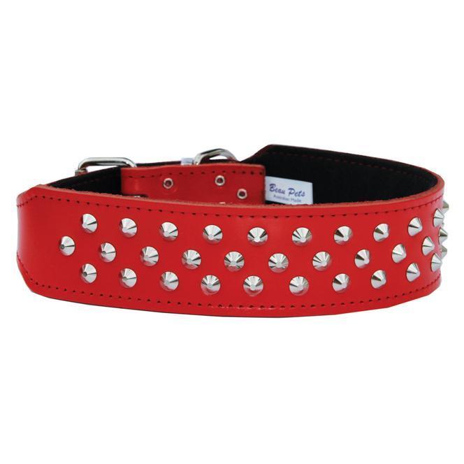 BEAU Pets Leather Staffy Studded Dog Collar