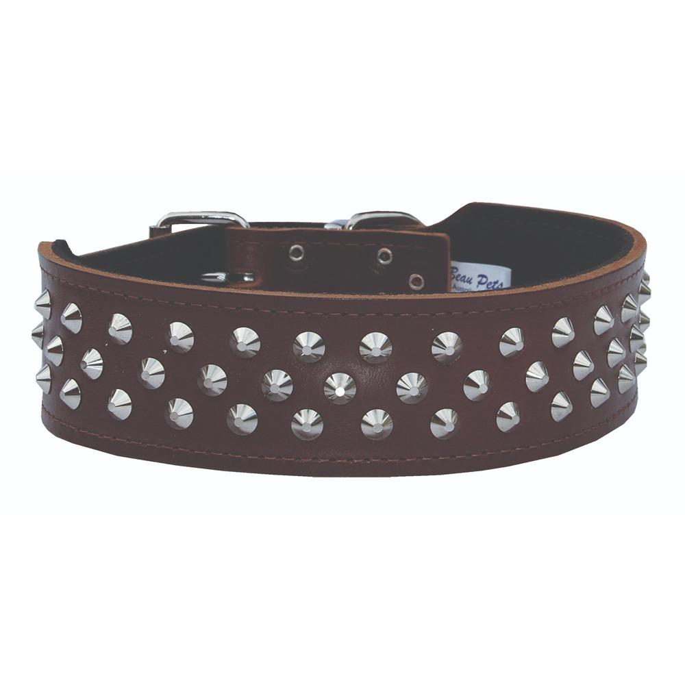 BEAU Pets Leather Staffy Studded Dog Collar